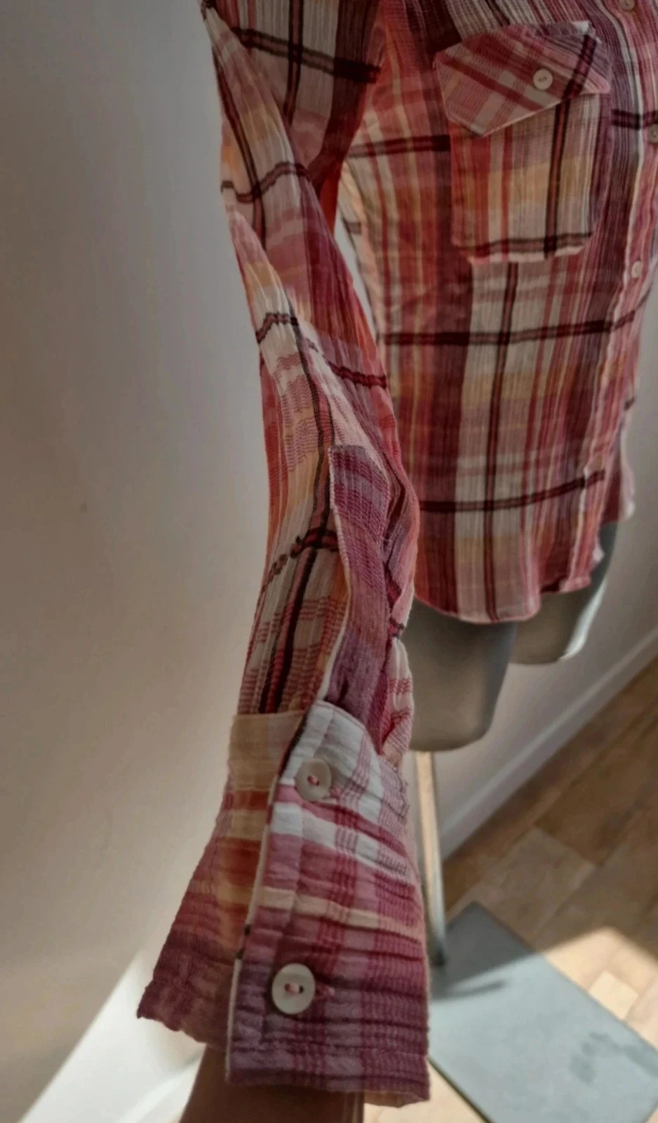 Chemise Mango à carreaux rouge/beige T36 – neuve avec étiquette (modèle rare) – photo 5